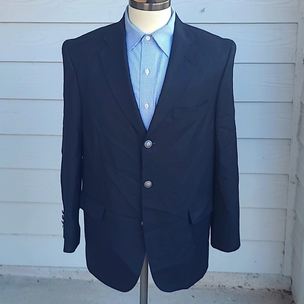 KNOT STANDARD Custom Black Weave Wool Metal Buttons‎ 42 S Mens Sport Coat Blazer